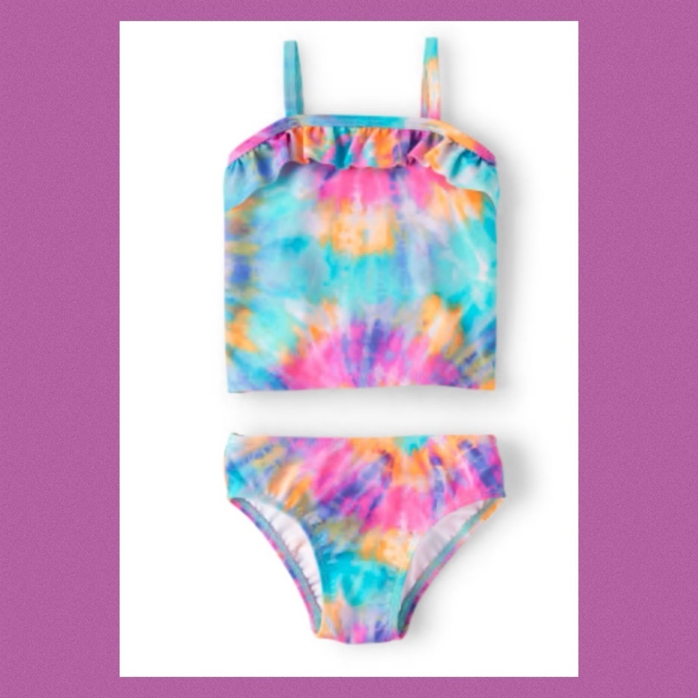Multicolor two-piece little girls swimsuit. 9